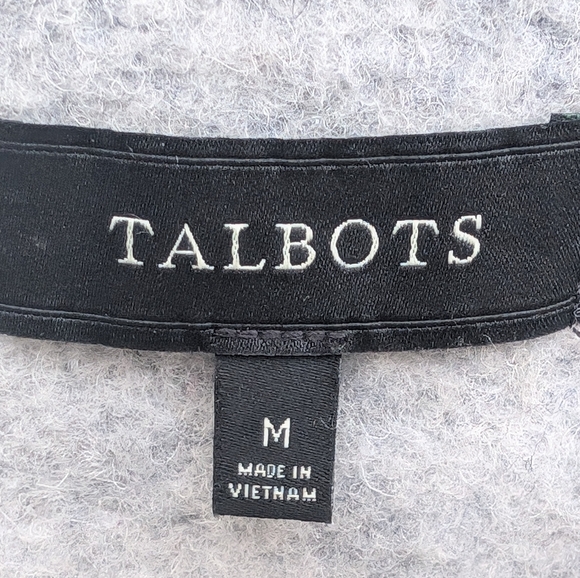 Talbots Coat Jacket Black Gray Stripe Classic Size M Wool Blend - Picture 2 of 13